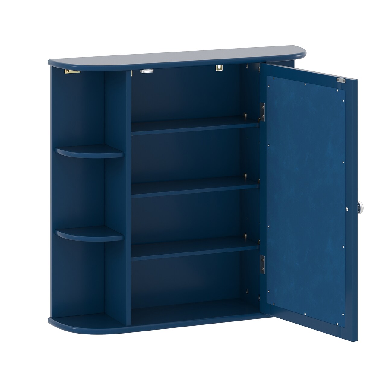 Bathroom Wall Cabinet MDF Mirrored Door 4 Shelves 6 Side Compartments